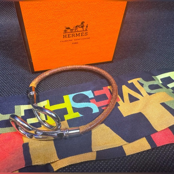 Hermès Nautile Twisted Knot Bracelet Natural Barenia Leather w/ Box Rare Vintage - Picture 4 of 11